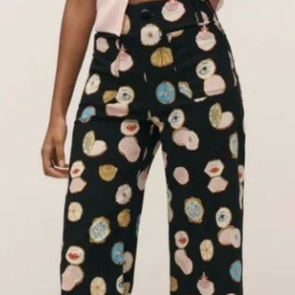 The Danielle Kroll Colette Crop Wide-Leg Pants by Maeve NEW